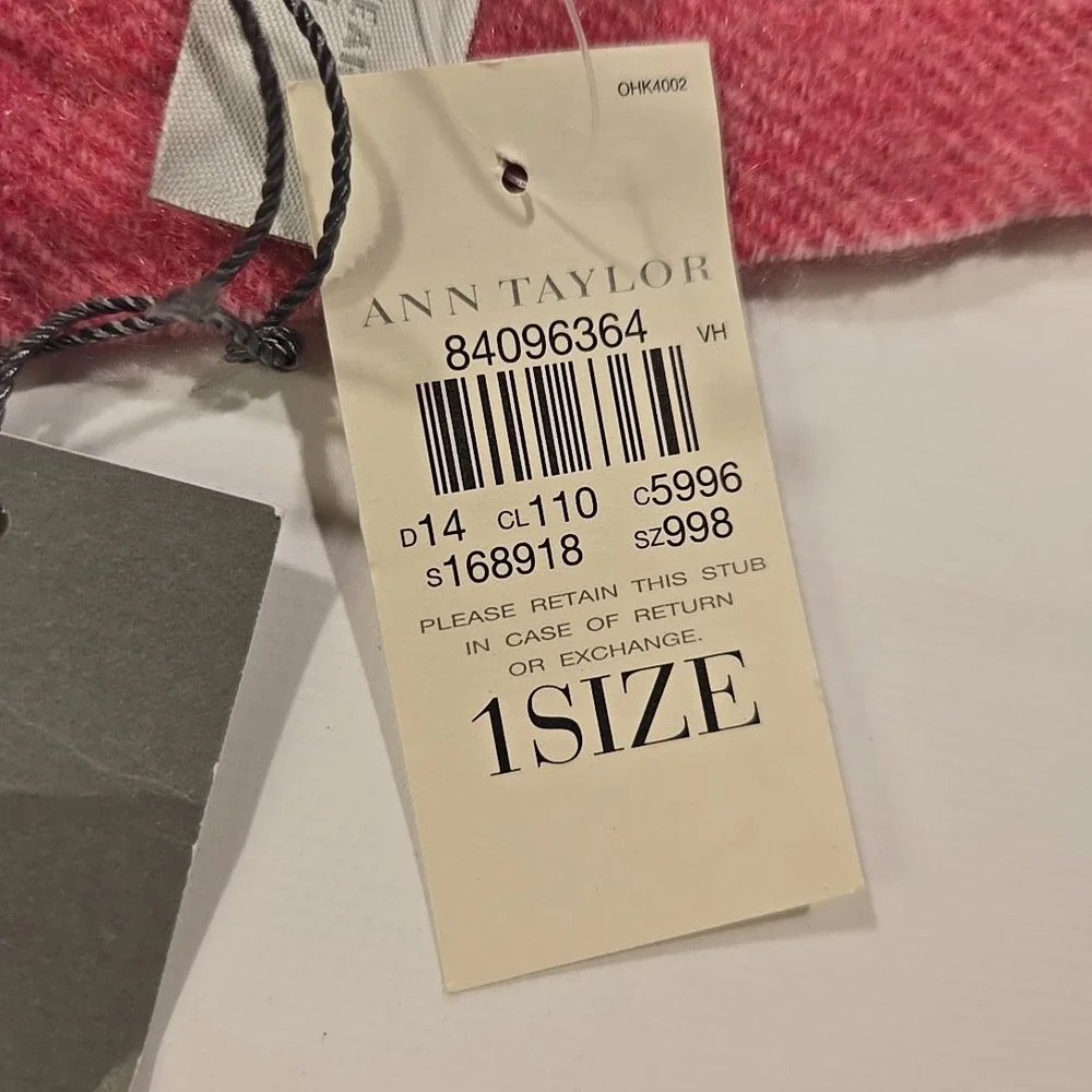Ann‎ Taylor Cashmere Scarf One Size Pink Red Tags Colorblock Tassel Small Hole